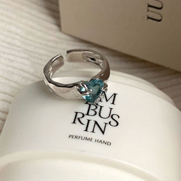 Dopamine love colored zircon diamond ring female niche index finger high-end fashion personality open ring