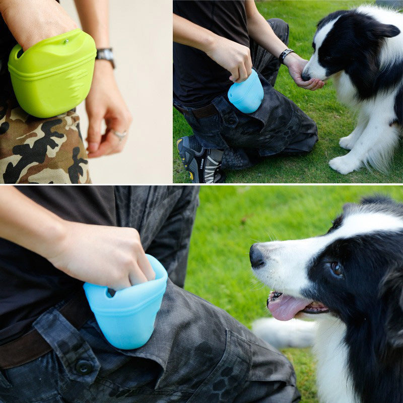 Silicone Pet Training Bag Dog Treat Bag Outdoor Training Snack Waist Bag