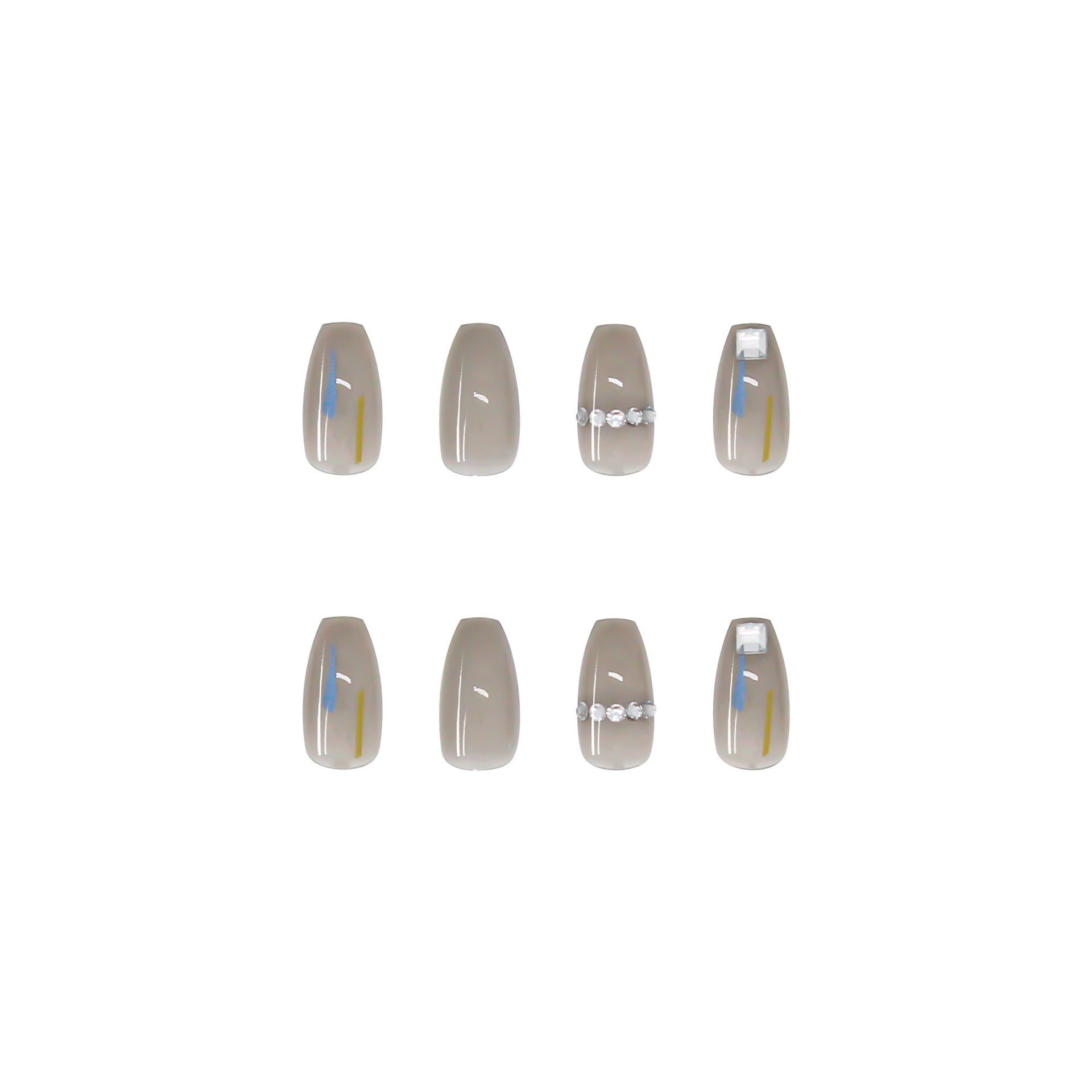 Transparent Gray Manicure Niche High-End Square Drill Wearing Nails Fake Nails Removable Nail Stickers Nail Stickers Finished Nails