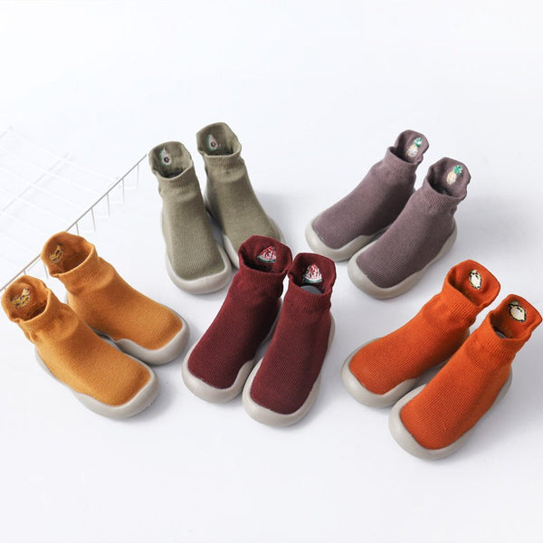 Autumn New Soft Sole Baby Walking Shoes Knitted Embroidered Baby Floor Socks Shoes Avocado Children's Socks