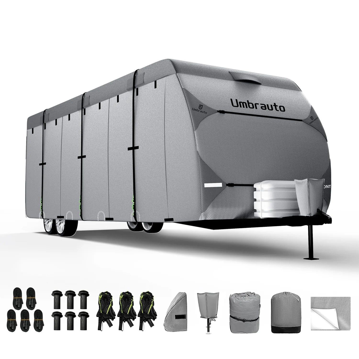 Umbrauto RV Cover,7 Layers Travel Trailer Cover, Waterproof Camper Cover,Grey