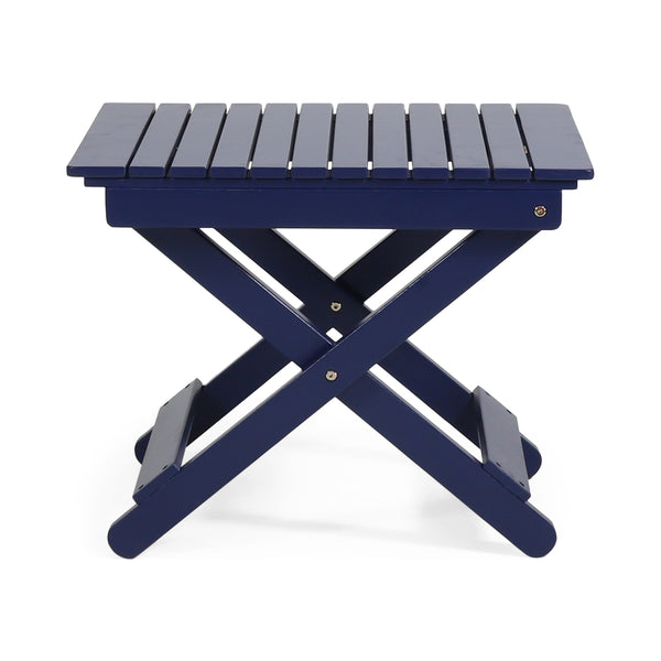 Outdoor Folding Wooden Side Table, Navy Blue, 15