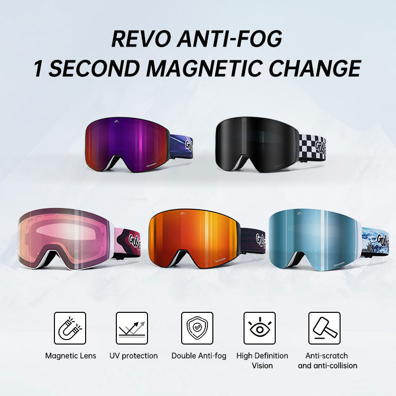 Magnetic ski goggles for men and women double anti-fog outdoor sports riding equipment goggles windproof