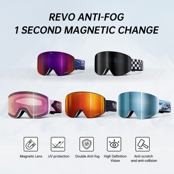 Magnetic ski goggles for men and women double anti-fog outdoor sports riding equipment goggles windproof