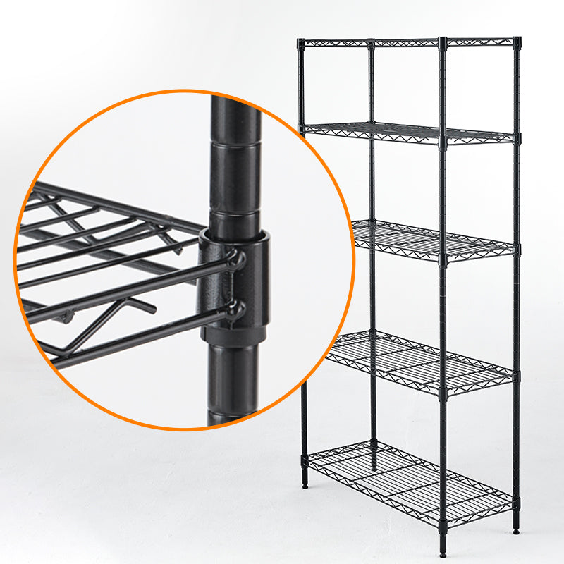 Metal wire rack storage rack adjustable rack, vertical storage rack unit (black, 35.7L x 14W x 71H)