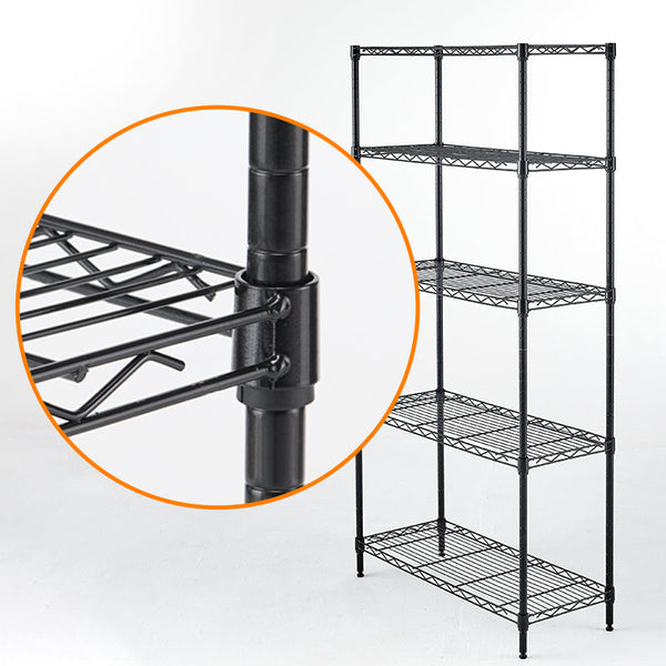 Metal wire rack storage rack adjustable rack, vertical storage rack unit (black, 35.7L x 14W x 71H)
