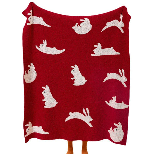 New Year Rabbit Blanket Sofa Blanket Scarf