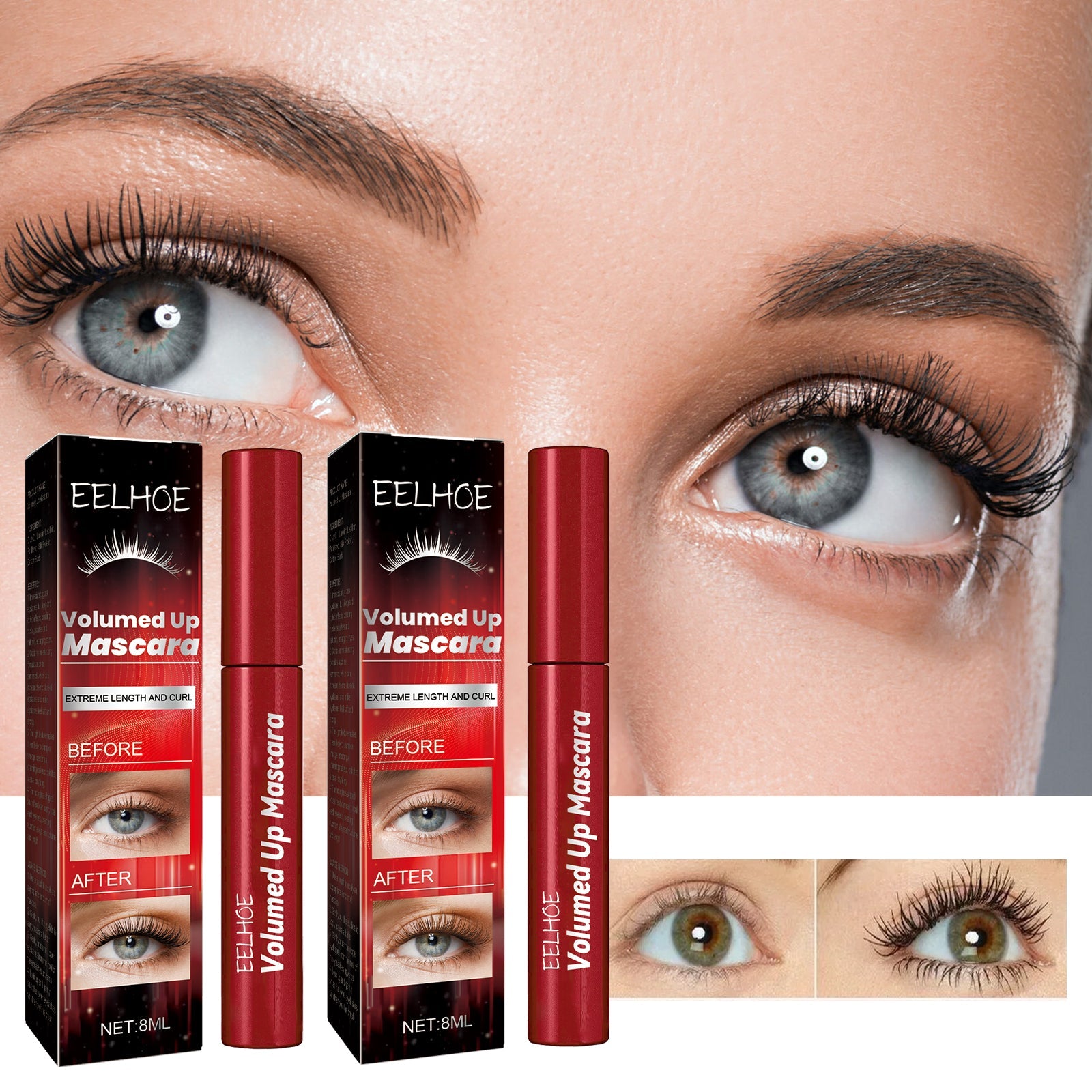 Volumed Up Mascara, Moisturizing Eyelashes Long And Curly Black Beautiful Natural Makeup Hold Mascara