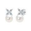 Fashionable freshwater pearl earrings s925 pure silver round strong light bulb earrings