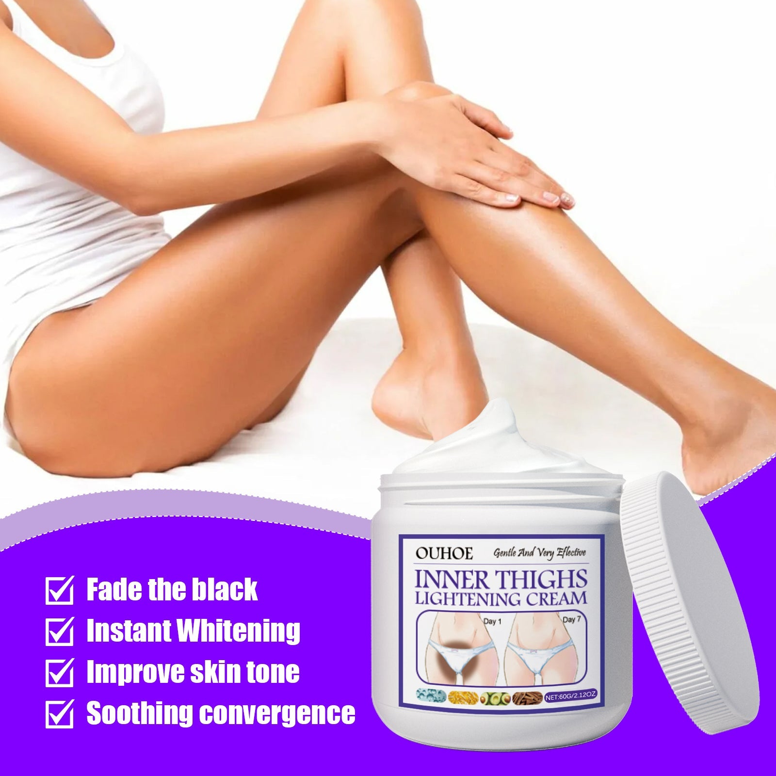 Thigh Beauty Cream, Brightening Inner Thighs, Hydrating And Moisturizing Skin, Cleansing And Caring Leg Beauty Cream