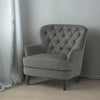 Modern grey fabric club chair and Ottoman set, stylish cushioned armchair, paired with Ottoman style