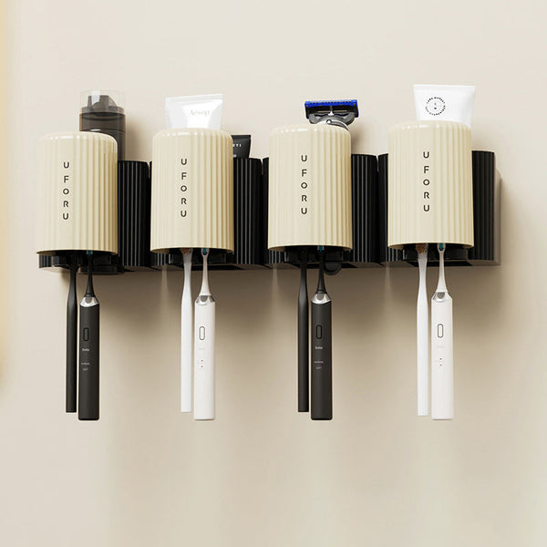 Toothbrush rack perforated free wall mounted bathroom mouthwash cup rack storage rack