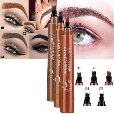 Four-Headed Bifurcated Eyebrow Pencil Simulation Wild Liquid Eyebrow Pencil Durable Waterproof Sweat-Proof And Easy To Color