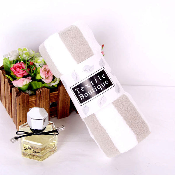 Coral Fleece Towel Thickened Absorbent Striped Edge Towel