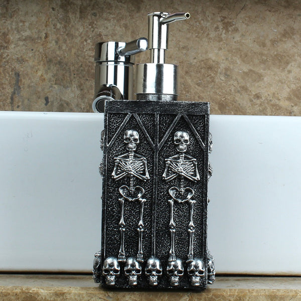 Creative home square bathroom hand sanitizer bottle decoration with a multi sided skull liquid bottle in the underground cave