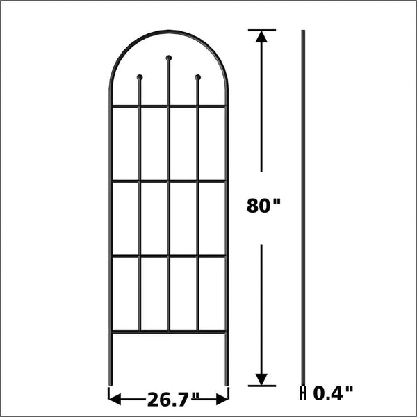 Outdoor 80-inch Tall Garden Trellis in Black Powder Coated Steel Finish