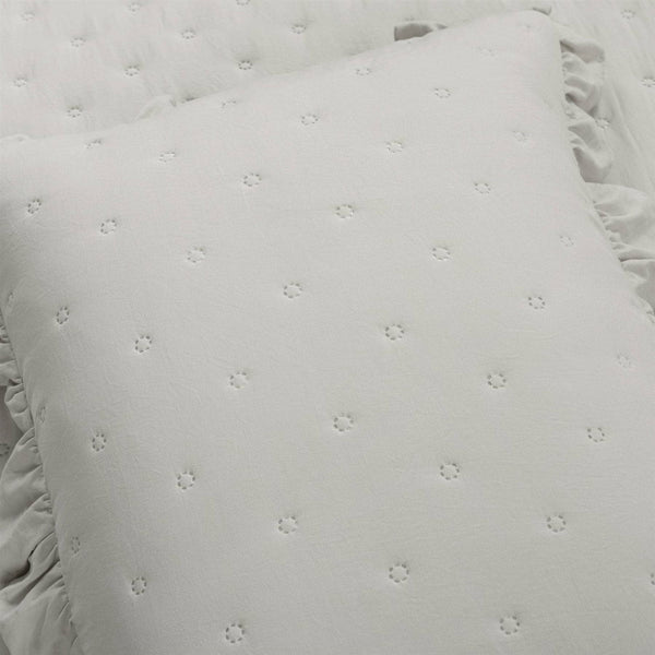 Full/Queen Lightweight Grey Ruffle Reversible Oversized 3 Piece Quilt Set