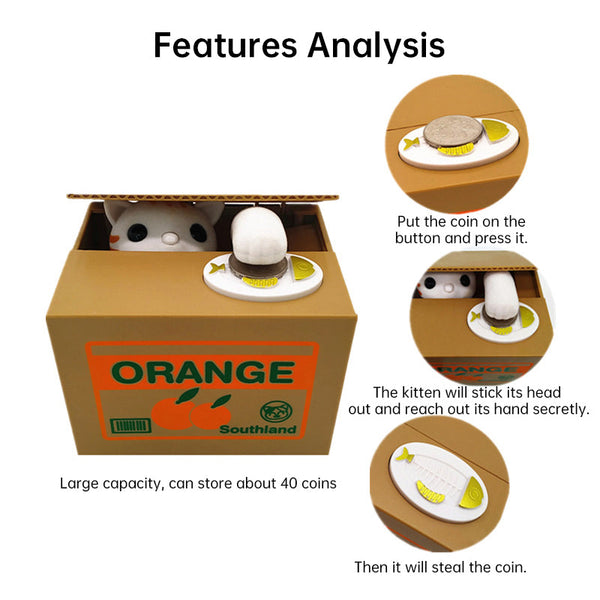 Automated Plastic Coin Bank in Panda/Cat Shape - Electronic Deposit, Savings for Kids, Great Gift