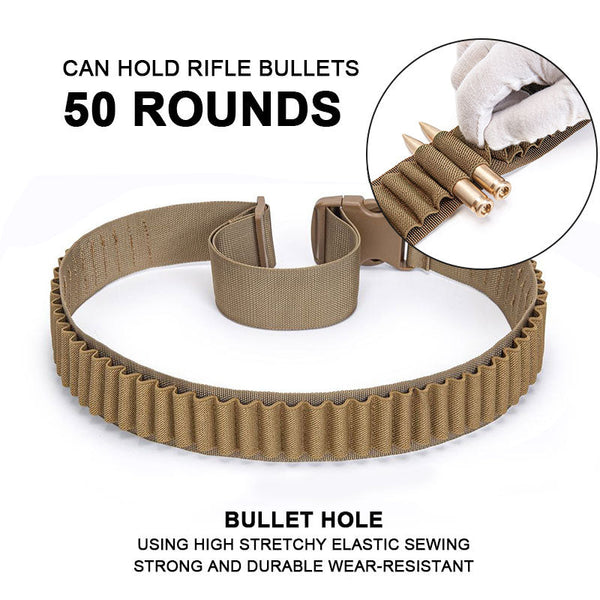 Outdoor Sports Tactical Bullet Belt 50 Holes Bulk Bullet Storage Belt Rifle Bullet Shooting Shoulder Strap