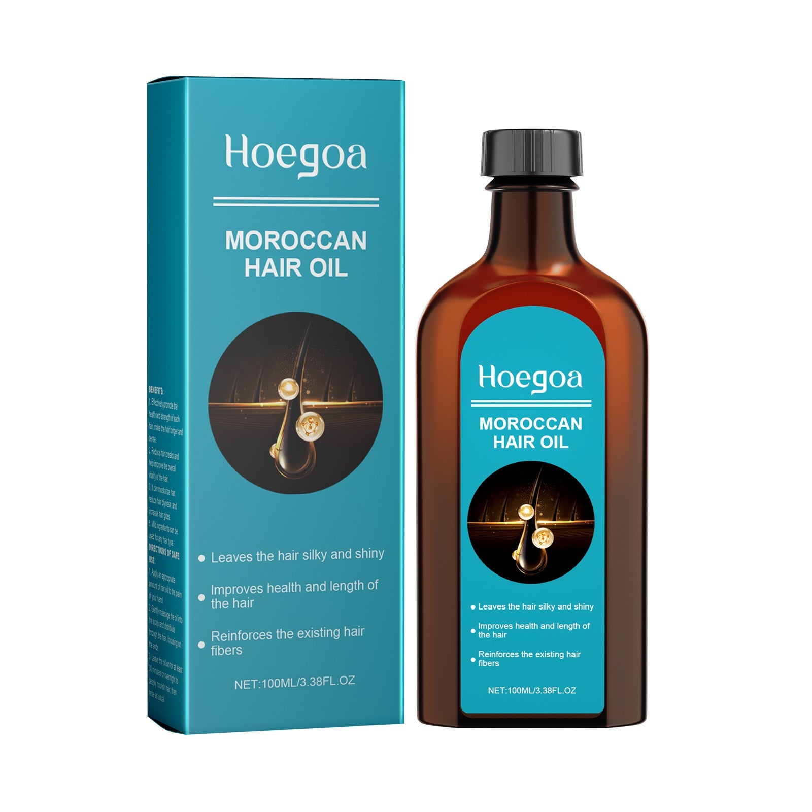 Moroccan Hair Oil, Leave-In Hair Care Serum For Split Ends And Dry Hair Without Greasy Scent