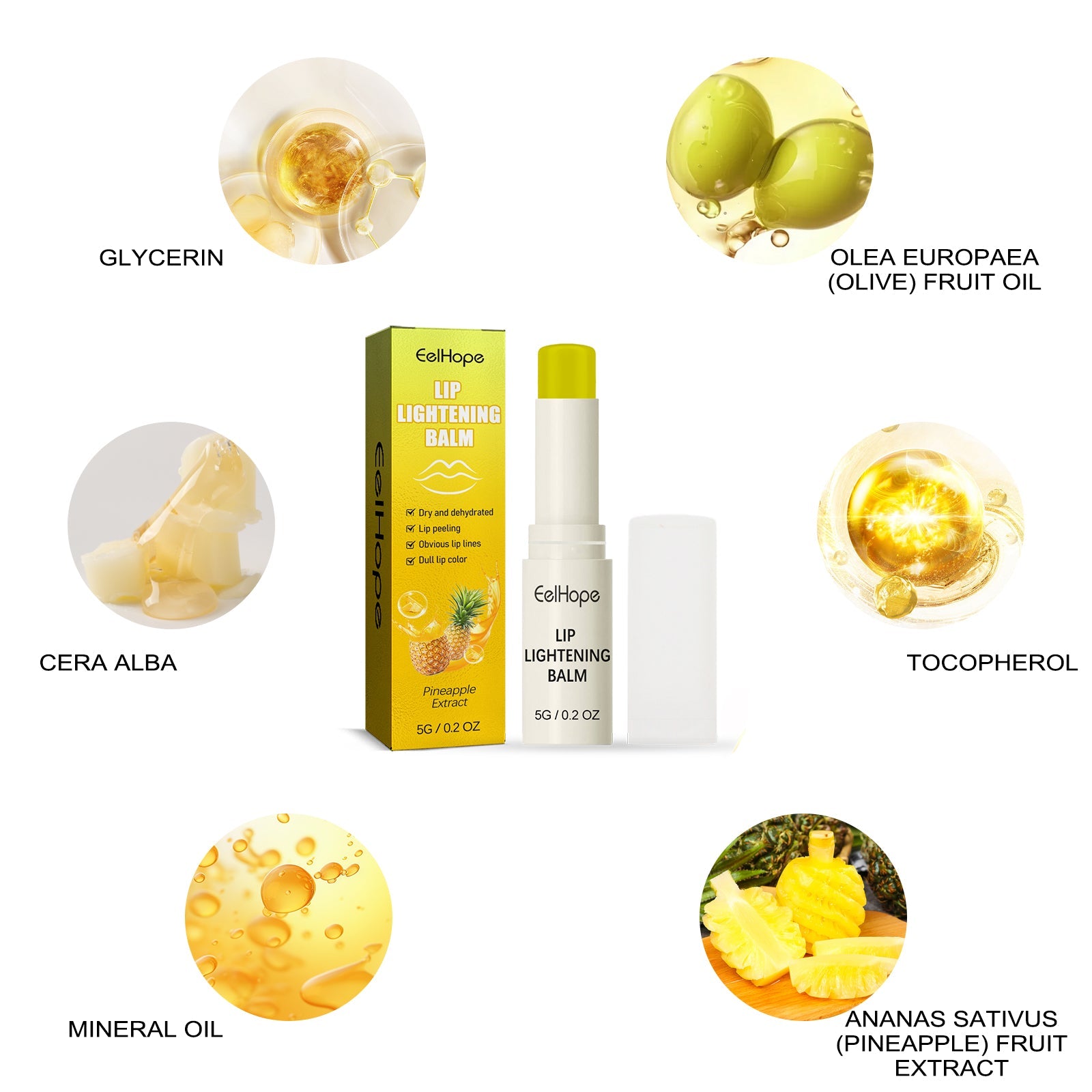 Pineapple Moisturizing Lip Balm Moisturizes, Hydrates, Removes Dead Skin And Prevents Dry, Cracked Lips