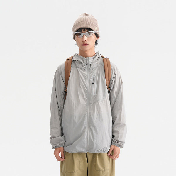 Camouflage Spliced Thin Hooded Sun Protection Clothing Men's Outdoor Sports Reflective Design Casual Jacket Trendy