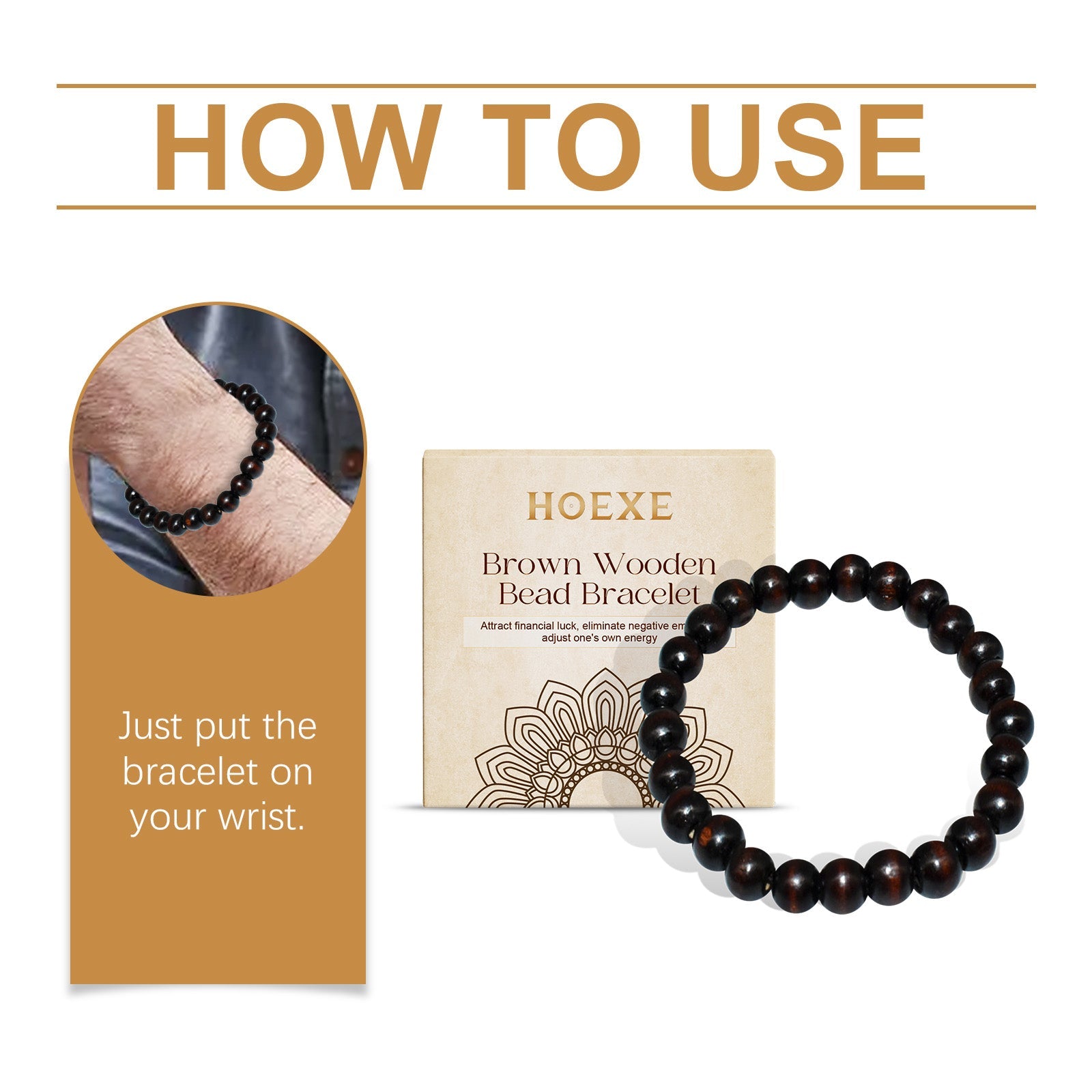 Black Coffee Wood Bead Bracelet Daily Hand Simple Fashion Everything With Niche Design Wood Bead Bracelet