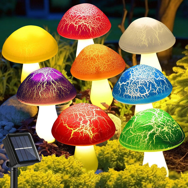 Solar mushroom light lawn LED ground plug light string outdoor waterproof one to eight plant decorative light