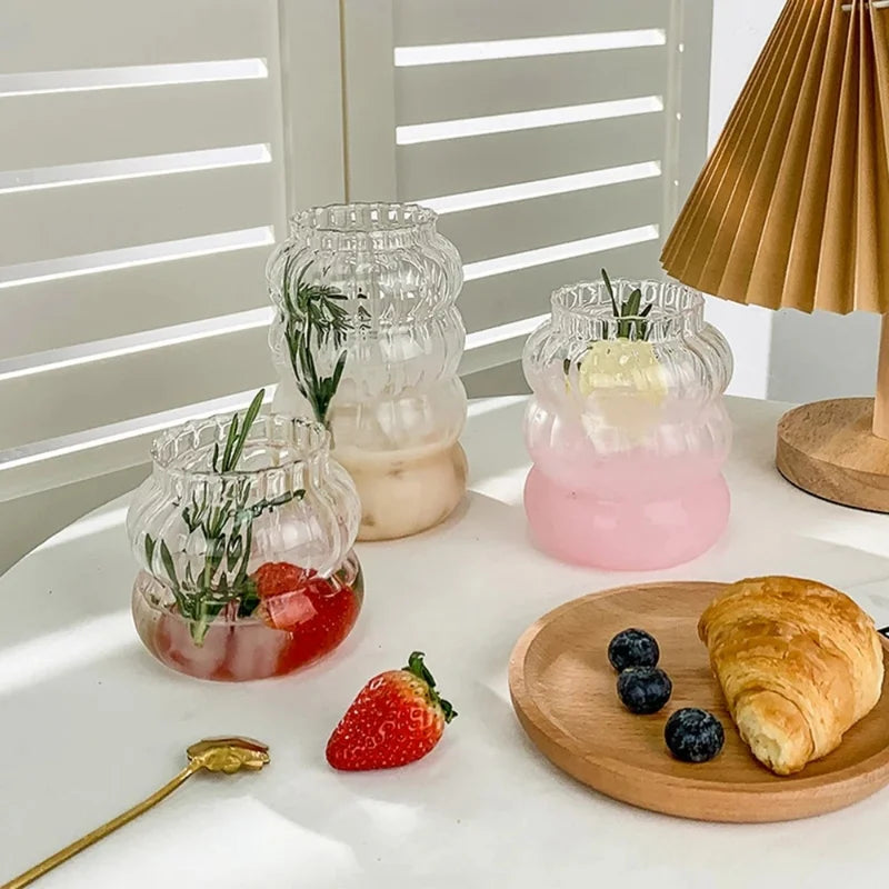 Thickened high borosilicate glass cup household transparent double-layer heat-resistant fruit juice cup