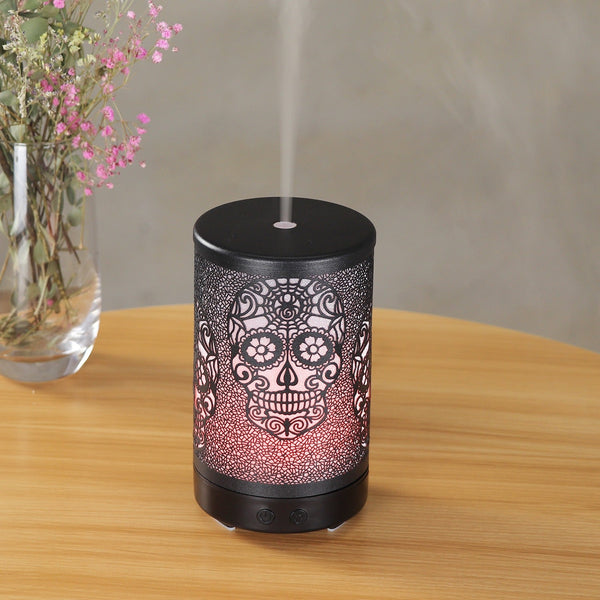 100ml Iron Metal Humificador De Aroma 7 Colors Led Lamp Ultrasonic Electric Skull Aroma Diffuser With Remote