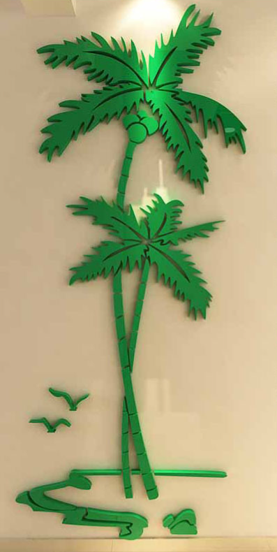 3D Coconut Tree Acrylic Mirror Wall Sticker For Children's Room Dining Room Living Room DIY TV Wall Background Home Decoration