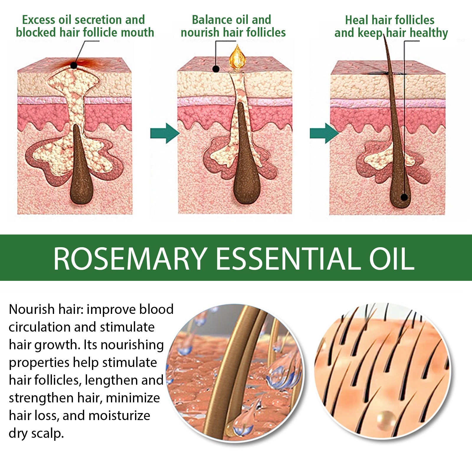 Multi-Effect Rosemary Essential Oil, Strengthens Hair Moisturizes And Thickens Hair And Skin Care Multi-effect Essential Oil