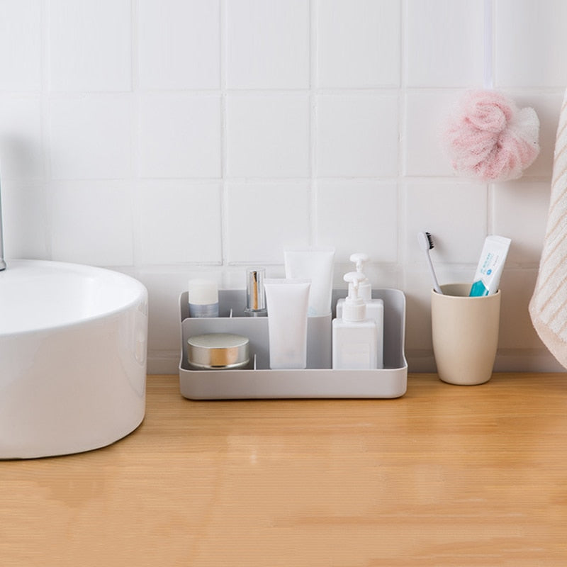 1pc Desktop Sundries Finishing Container Cosmetic Storage Partition Box Makeup Holder Stand Toiletries Plastic Case Organizer