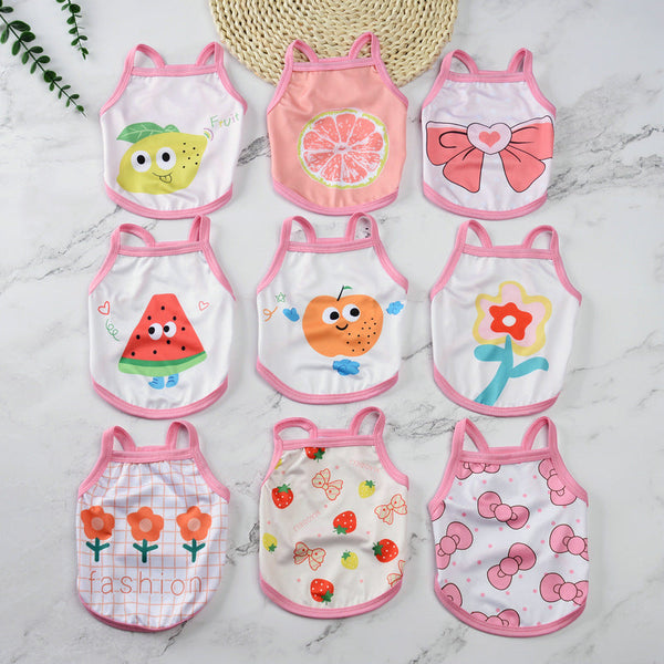 Pet supplies pet clothes cute fruit camisoles tank tops breathable pet sunscreen mosquito and insect repellent products