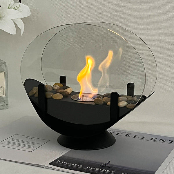 Small outdoor alcohol fireplace lamp indoor real fire heating atmosphere desktop rotating flame circular fireplace