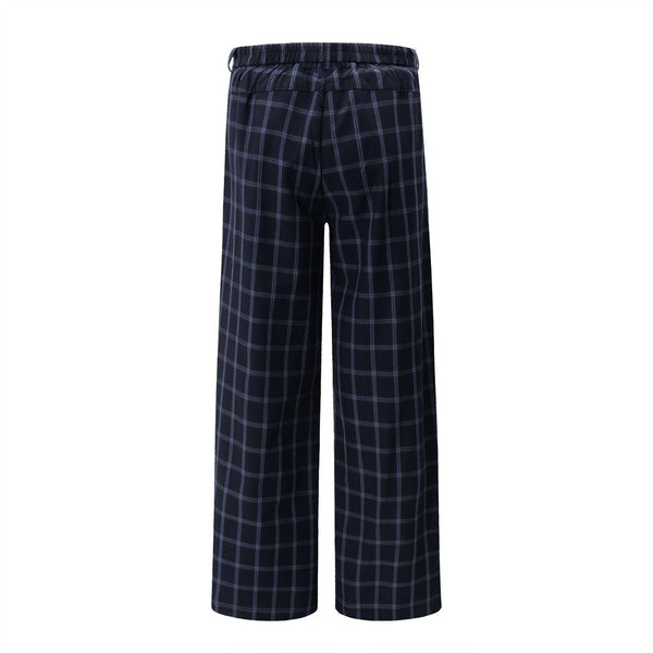 Street Trend Retro Plaid Casual Pants Men's Sportswear High Street Vibe Loose Plaid Wide Leg Straight Trousers