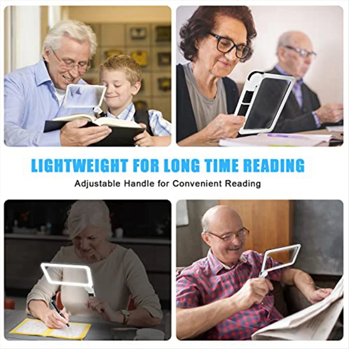 Full-Page 5X Magnifying Glass for Reading, Folding Lighted Magnifier with 48 LED Lights, Rectangular Handhold Magnifier