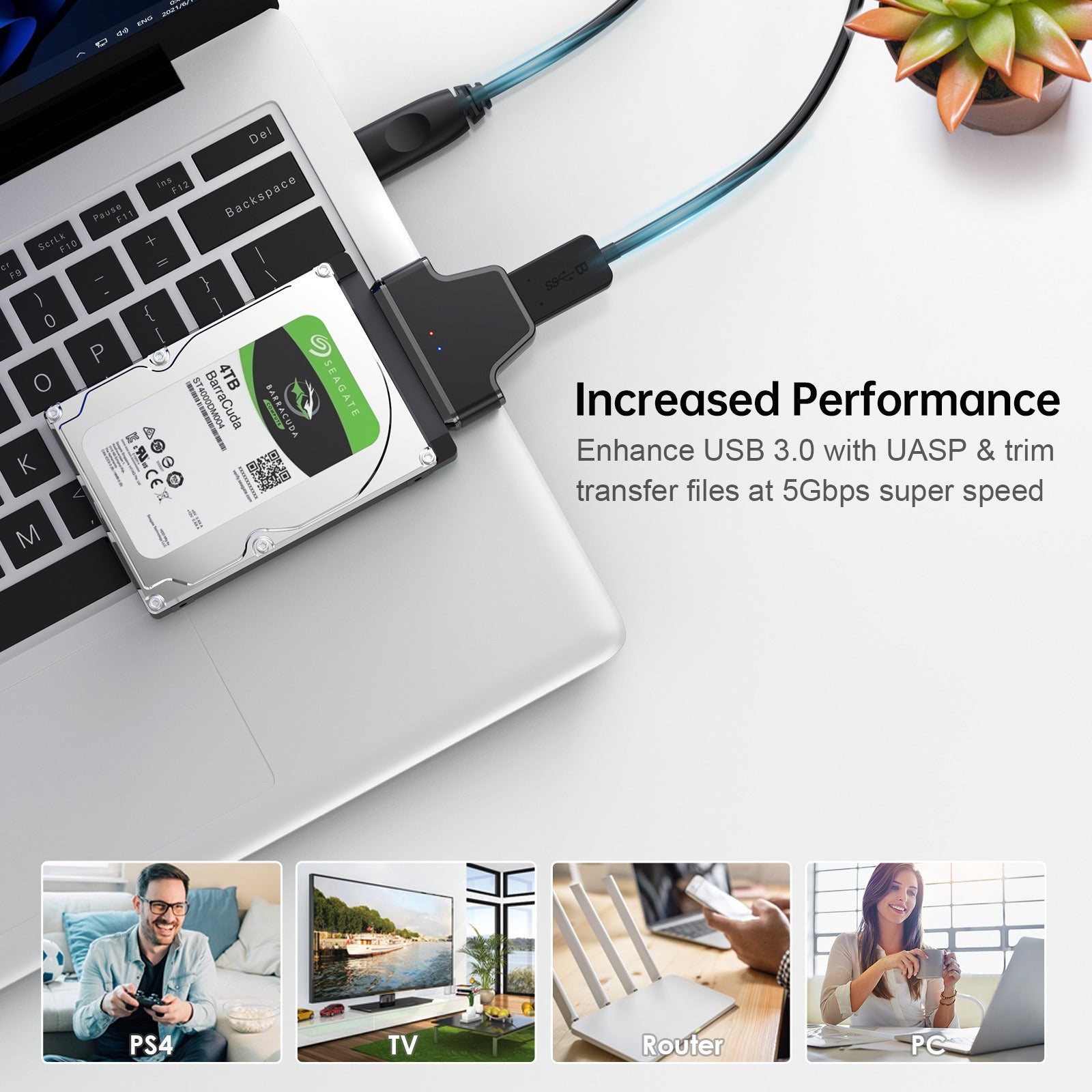 USB 3.0 to SATA Easy Drive Cable 7+15 Laptop Hard Drive Adapter