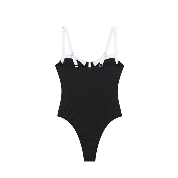 High fork V-neck vacation hot girl one-piece swimsuit female