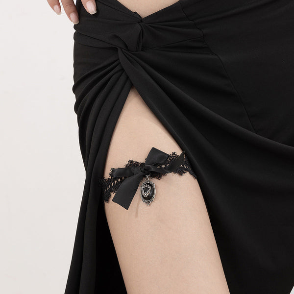 Sexy hot girl elastic band lace leg ring fashionable alloy ribbon tassel leg chain female