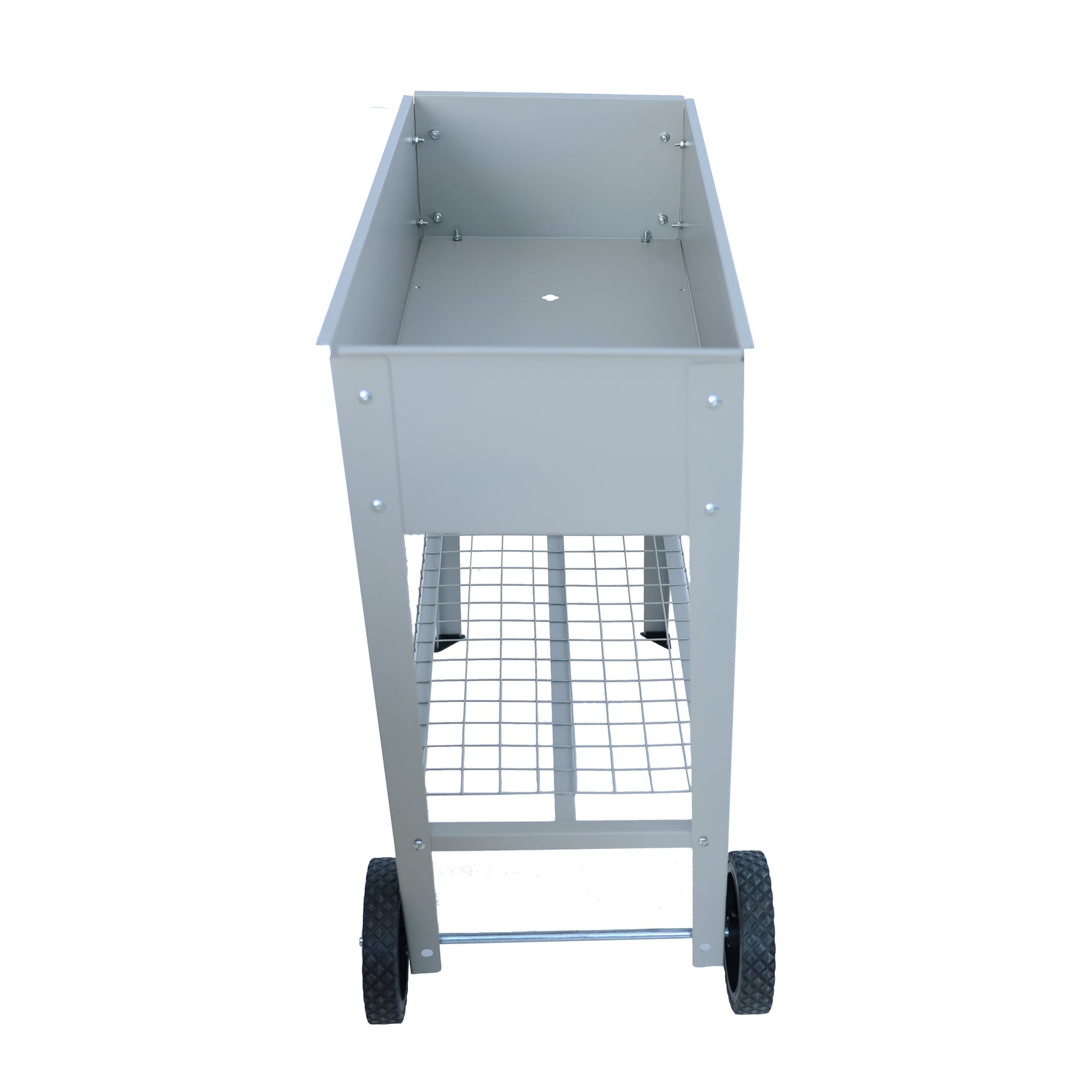 Aveyas mobile metal elevated garden bed cart, with legs, elevated flowerpot box with wheels (gray)