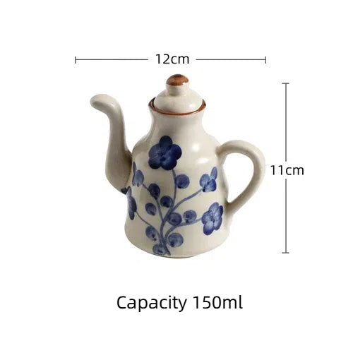 Ceramic Blue and White Kuibai Oil Pot Vinegar Bottle Oil Bottle Vinegar Pot Seasoning Pot Soy Sauce Hotel Restaurant