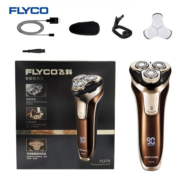 Flyco 3D floating head Rechargeable Portable body washable Electric Shaver Led Light Fast Charge FS379