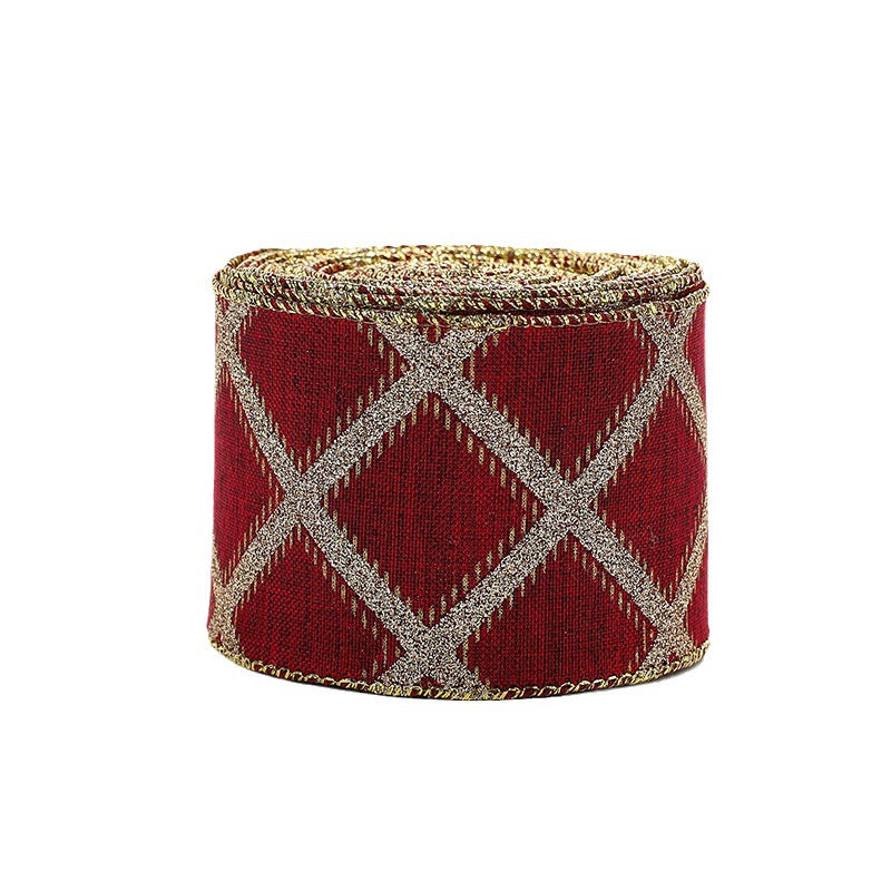 Christmas ribbon imitation linen ribbon decoration bow accessories snowflake Christmas ribbon in stock