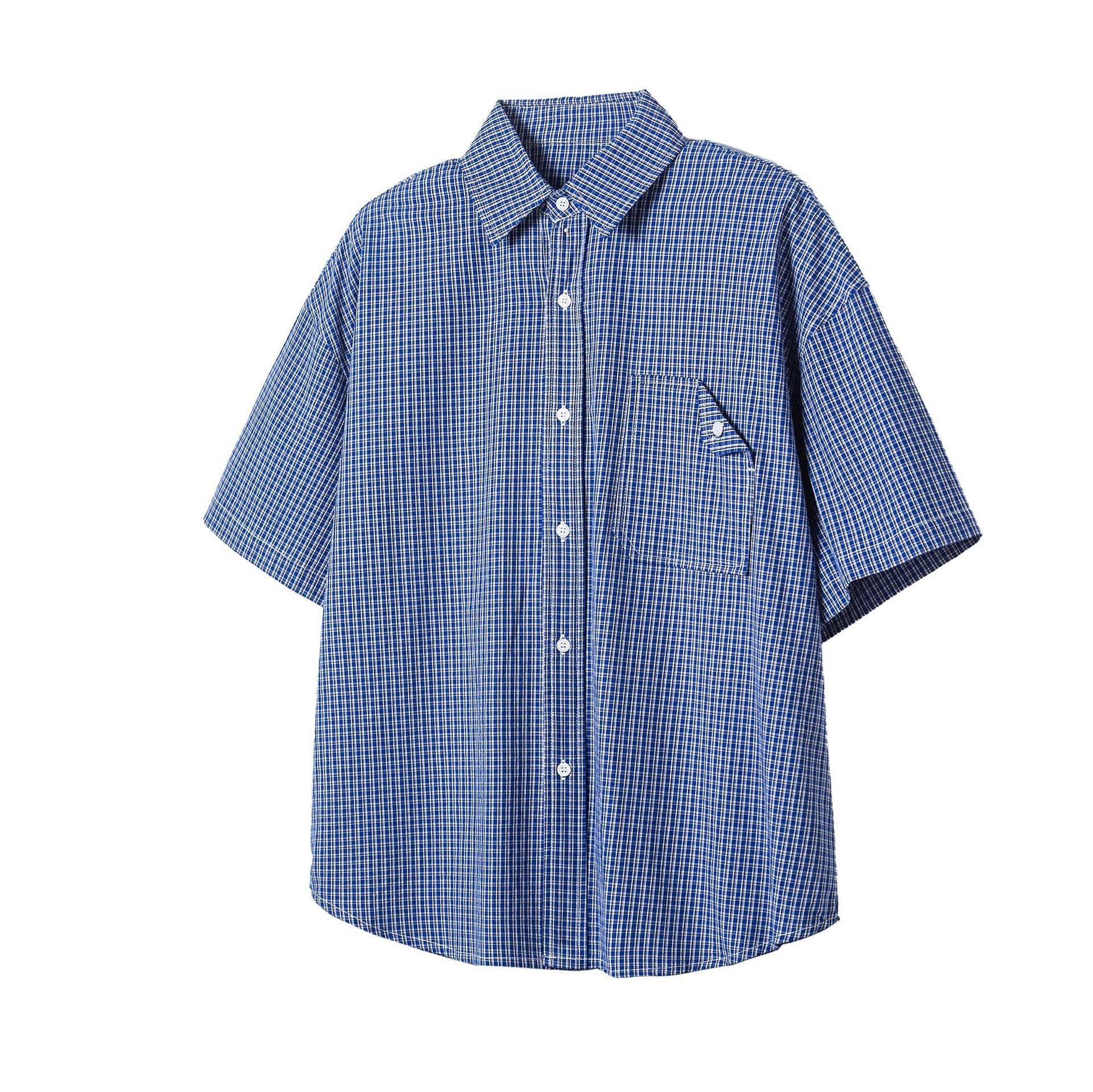 Checkered casual short sleeved shirt for men and women