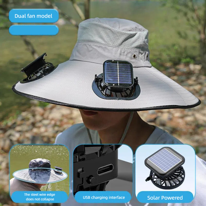 Camper Solar Fan Hat Fishing Hat Men's Outdoor Mountaineering UV Protection Sunshade Fishing Hat with Fan