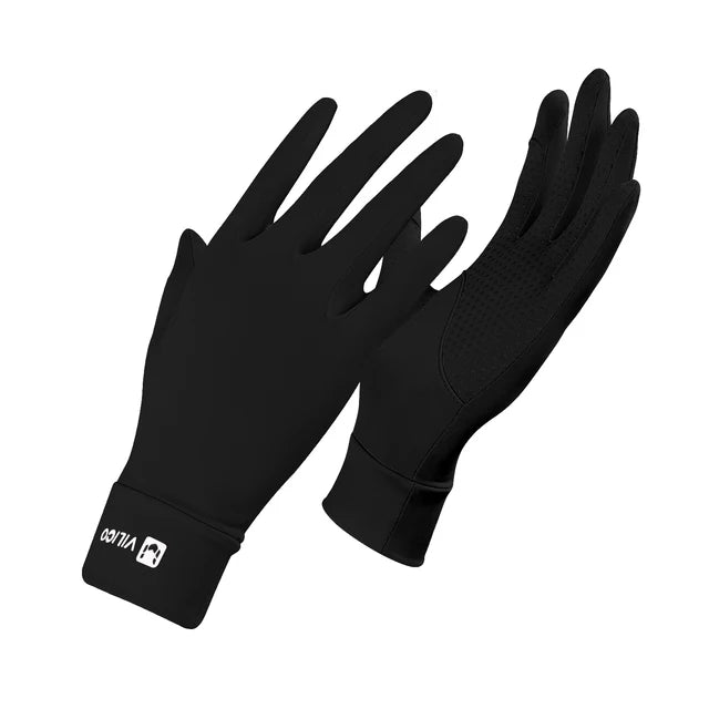 Cycling UV resistant thin breathable silicone anti slip touch screen sunscreen ice silk gloves