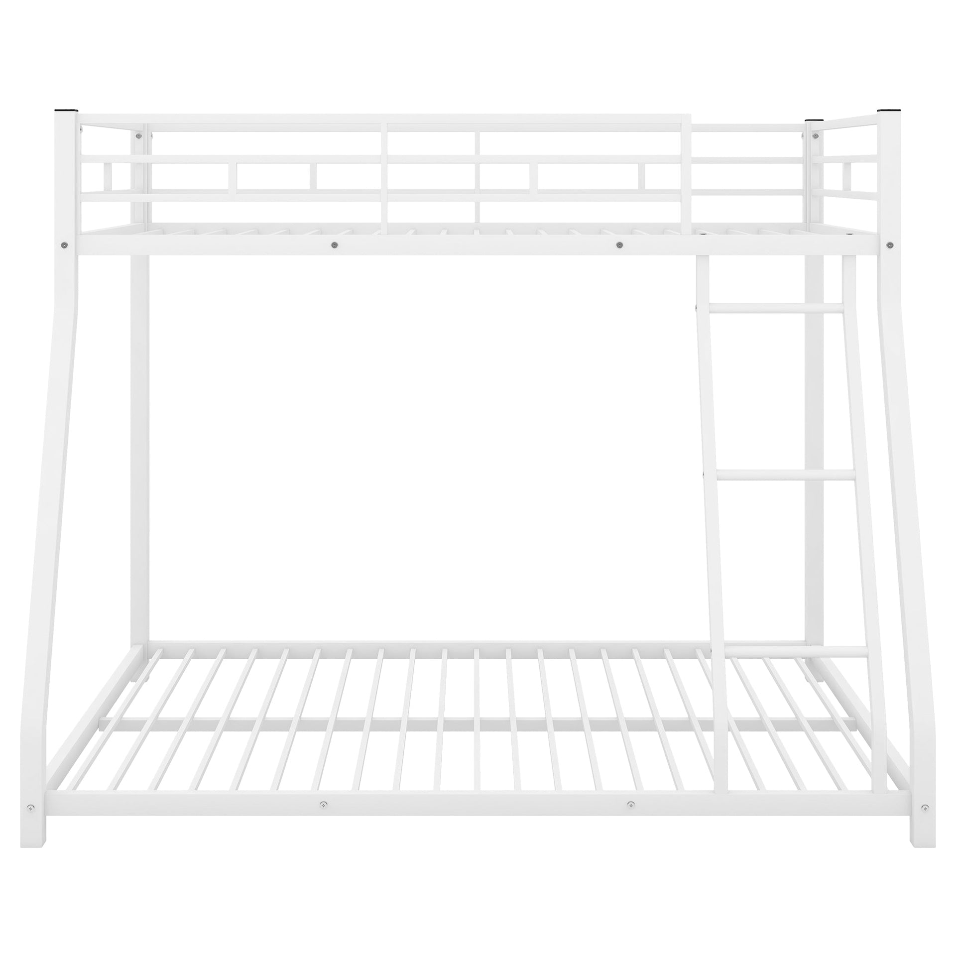 Metal Floor Bunk Bed  Twin over Full White