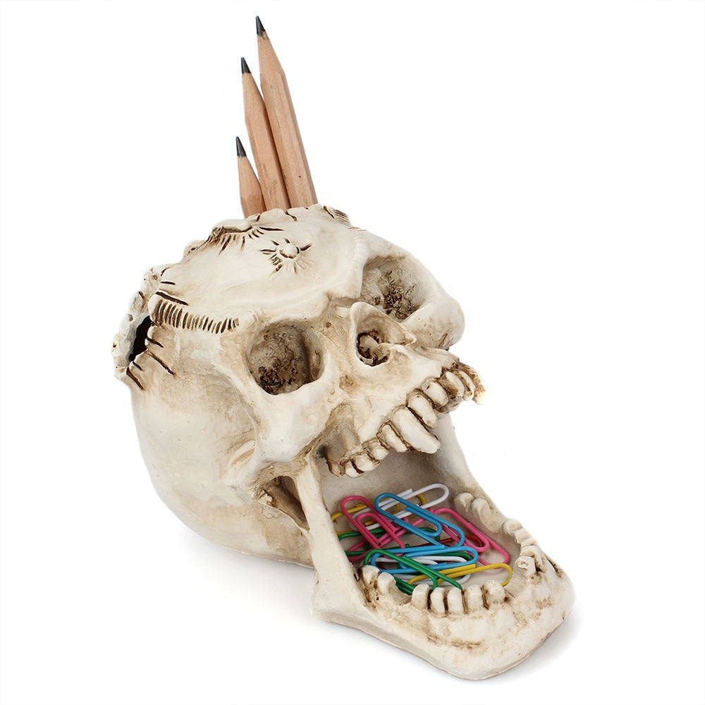 Fang Fang Terror Face Skull Storage Pen Holder Office Desktop