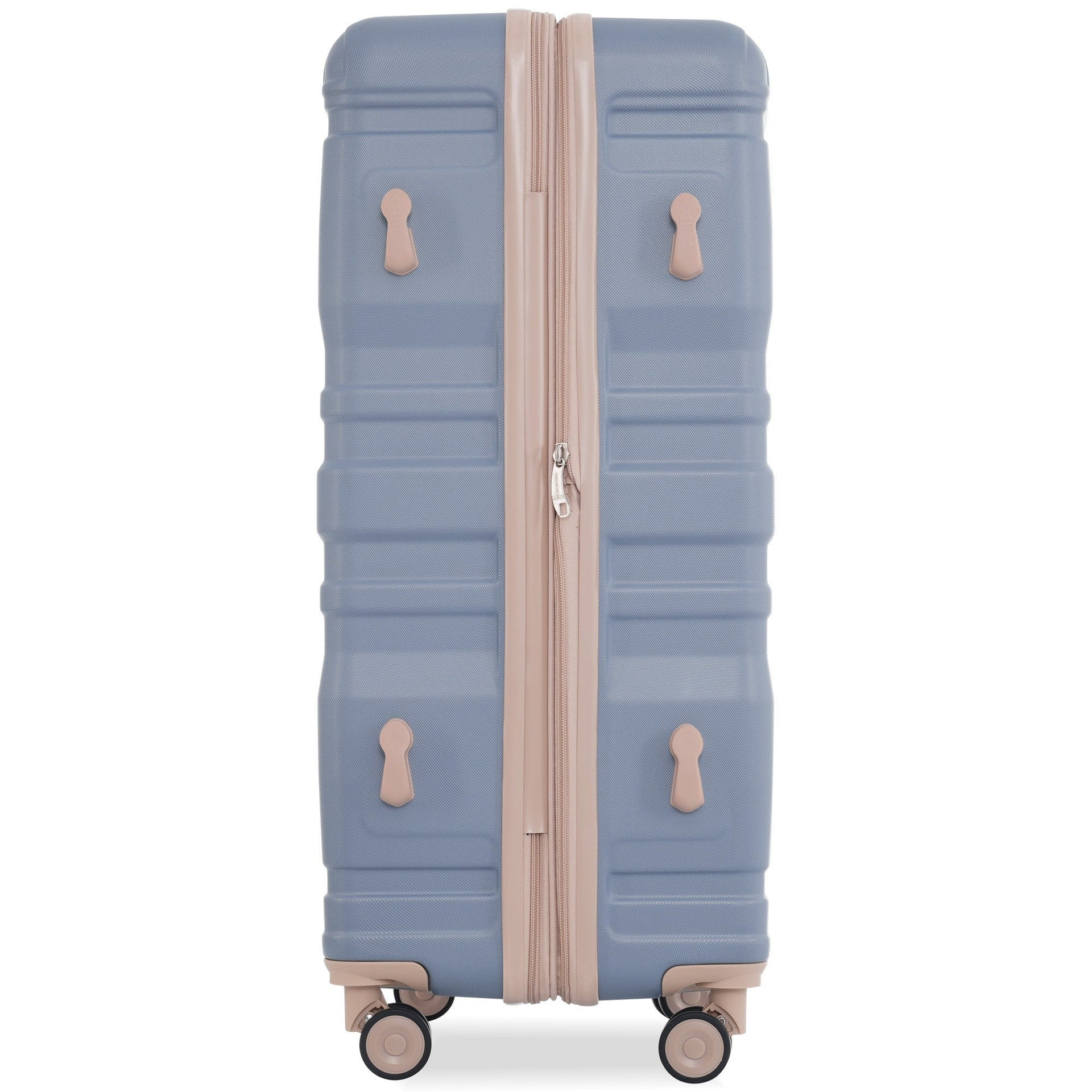 Luggage Sets New Model Expandable ABS Hardshell 3pcs Clearance Luggage (light blue and golden)